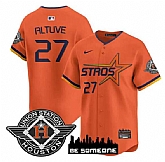 Men's Houston Astros #27 Jose Altuve Orange 2025 City Connect Limited Stitched Jersey Dzhi,baseball caps,new era cap wholesale,wholesale hats
